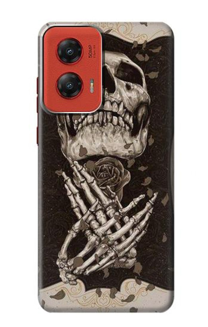 W1676 Skull Rose Hard Case and Leather Flip Case For Motorola Moto G Stylus 5G (2024)