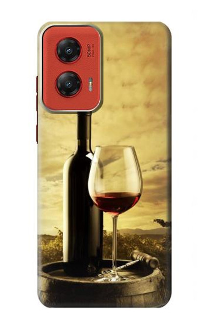 W2042 A Grape Vineyard Grapes Bottle Red Wine Hard Case and Leather Flip Case For Motorola Moto G Stylus 5G (2024)