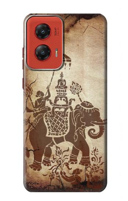 W2102 Thai Art Buddha on Elephant Hard Case and Leather Flip Case For Motorola Moto G Stylus 5G (2024)