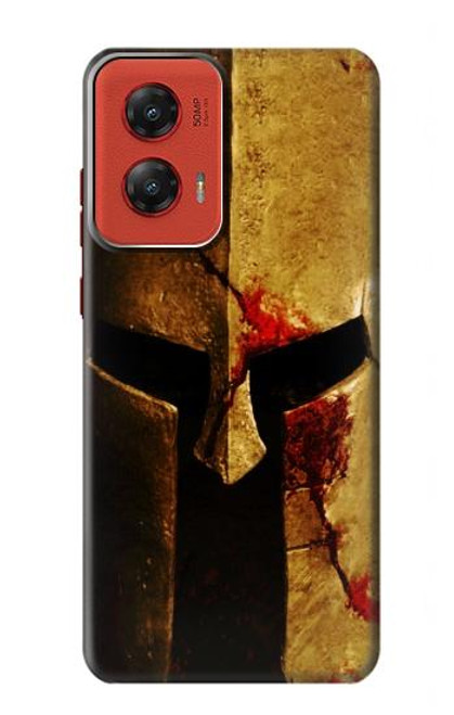 W2439 Warrior Spartan Helmet Hard Case and Leather Flip Case For Motorola Moto G Stylus 5G (2024)