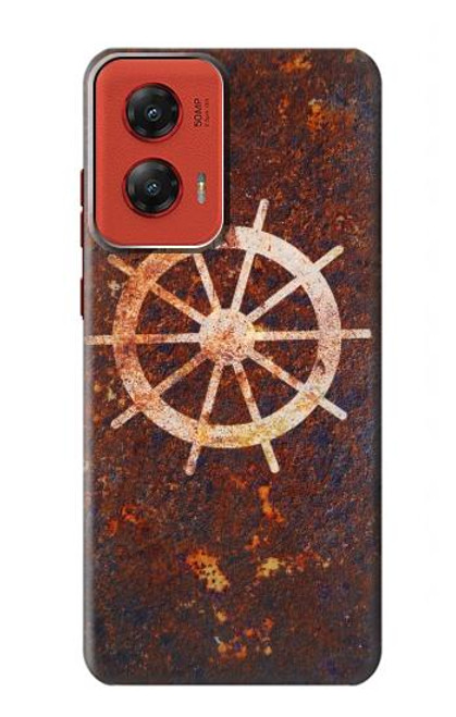 W2766 Ship Wheel Rusty Texture Hard Case and Leather Flip Case For Motorola Moto G Stylus 5G (2024)