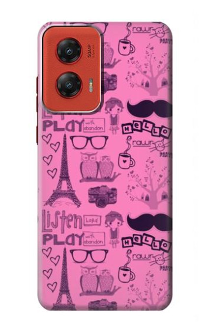 W2885 Paris Pink Hard Case and Leather Flip Case For Motorola Moto G Stylus 5G (2024)