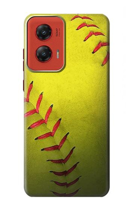 W3031 Yellow Softball Ball Hard Case and Leather Flip Case For Motorola Moto G Stylus 5G (2024)