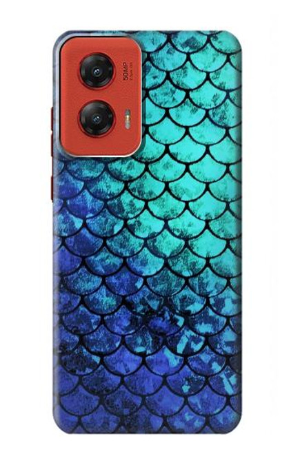 W3047 Green Mermaid Fish Scale Hard Case and Leather Flip Case For Motorola Moto G Stylus 5G (2024)