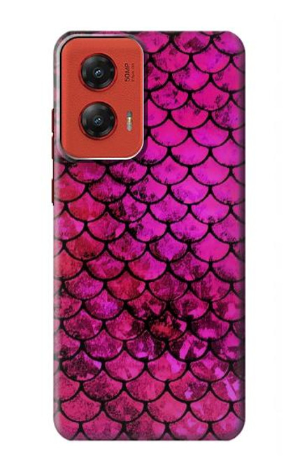 W3051 Pink Mermaid Fish Scale Hard Case and Leather Flip Case For Motorola Moto G Stylus 5G (2024)