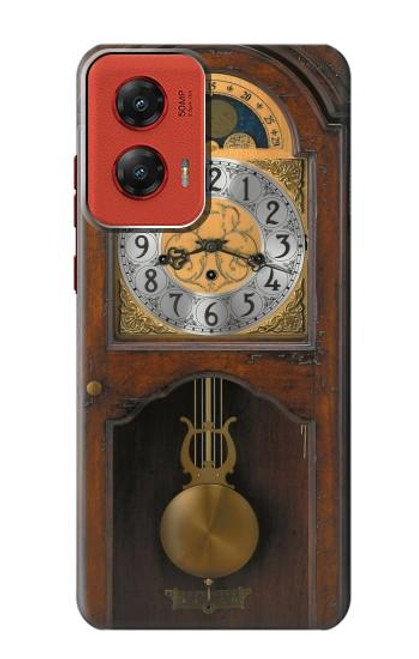 W3173 Grandfather Clock Antique Wall Clock Hard Case and Leather Flip Case For Motorola Moto G Stylus 5G (2024)