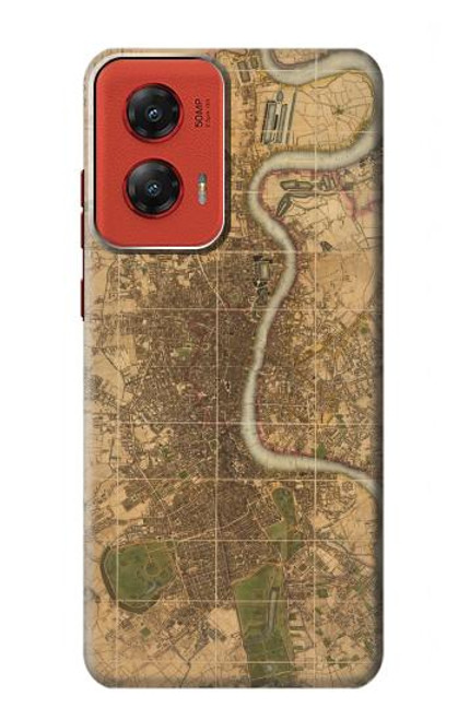 W3230 Vintage Map of London Hard Case and Leather Flip Case For Motorola Moto G Stylus 5G (2024)