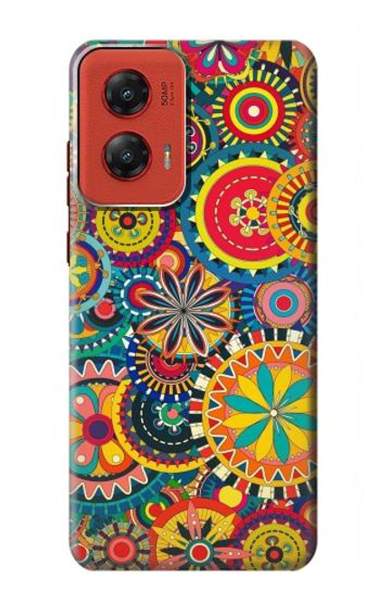 W3272 Colorful Pattern Hard Case and Leather Flip Case For Motorola Moto G Stylus 5G (2024)