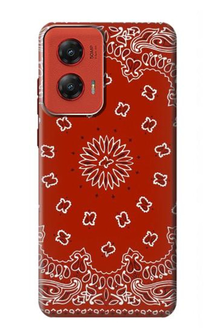 W3355 Bandana Red Pattern Hard Case and Leather Flip Case For Motorola Moto G Stylus 5G (2024)