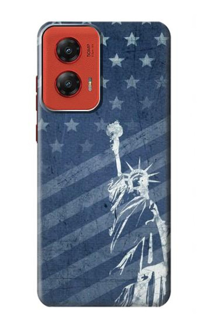 W3450 US Flag Liberty Statue Hard Case and Leather Flip Case For Motorola Moto G Stylus 5G (2024)