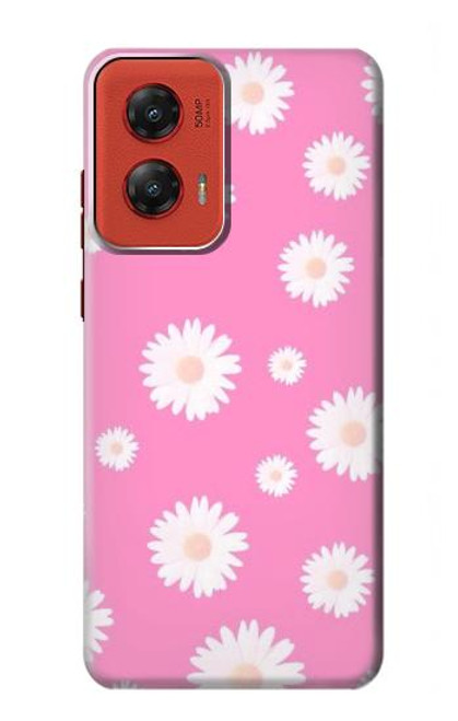 W3500 Pink Floral Pattern Hard Case and Leather Flip Case For Motorola Moto G Stylus 5G (2024)