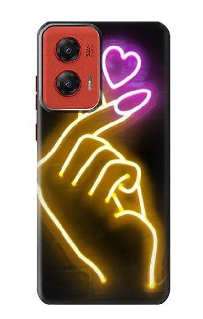 W3512 Cute Mini Heart Neon Graphic Hard Case and Leather Flip Case For Motorola Moto G Stylus 5G (2024)