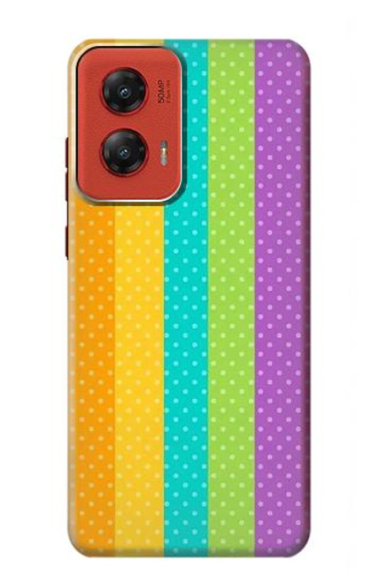 W3678 Colorful Rainbow Vertical Hard Case and Leather Flip Case For Motorola Moto G Stylus 5G (2024)