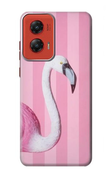 W3805 Flamingo Pink Pastel Hard Case and Leather Flip Case For Motorola Moto G Stylus 5G (2024)