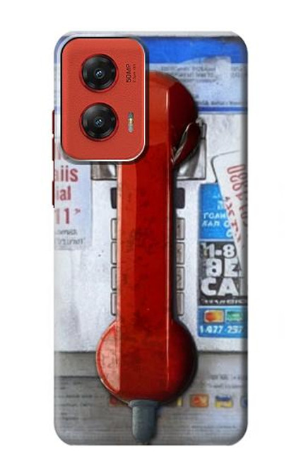 W3925 Collage Vintage Pay Phone Hard Case and Leather Flip Case For Motorola Moto G Stylus 5G (2024)