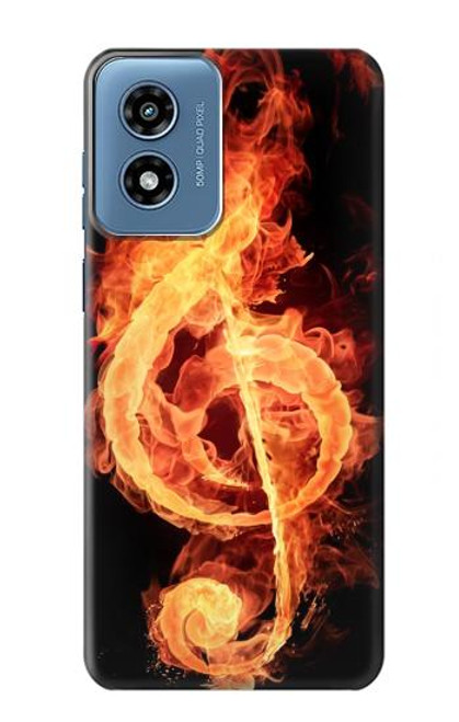 W0493 Music Note Burn Hard Case and Leather Flip Case For Motorola Moto G Play 4G (2024)