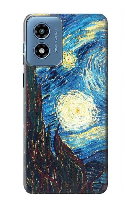 W0582 Van Gogh Starry Nights Hard Case and Leather Flip Case For Motorola Moto G Play 4G (2024)