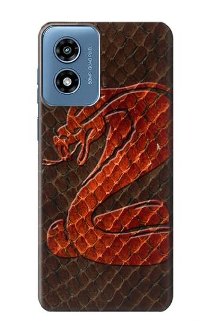 W0663 Cobra Snake Skin Hard Case and Leather Flip Case For Motorola Moto G Play 4G (2024)