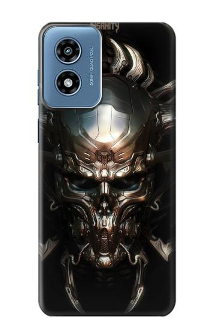 W1027 Hardcore Metal Skull Hard Case and Leather Flip Case For Motorola Moto G Play 4G (2024)