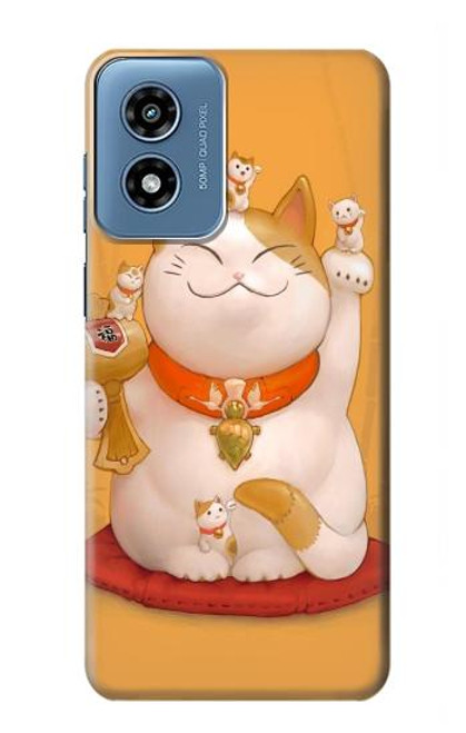 W1217 Maneki Neko Lucky Cat Hard Case and Leather Flip Case For Motorola Moto G Play 4G (2024)