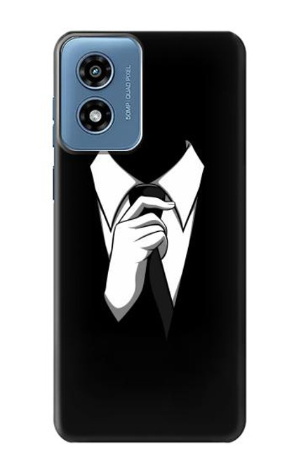 W1591 Anonymous Man in Black Suit Hard Case and Leather Flip Case For Motorola Moto G Play 4G (2024)