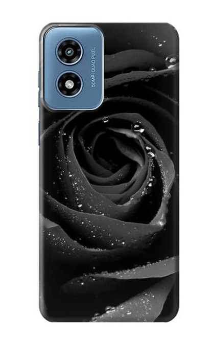 W1598 Black Rose Hard Case and Leather Flip Case For Motorola Moto G Play 4G (2024)