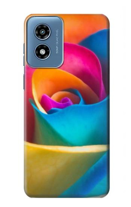 W1671 Rainbow Colorful Rose Hard Case and Leather Flip Case For Motorola Moto G Play 4G (2024)