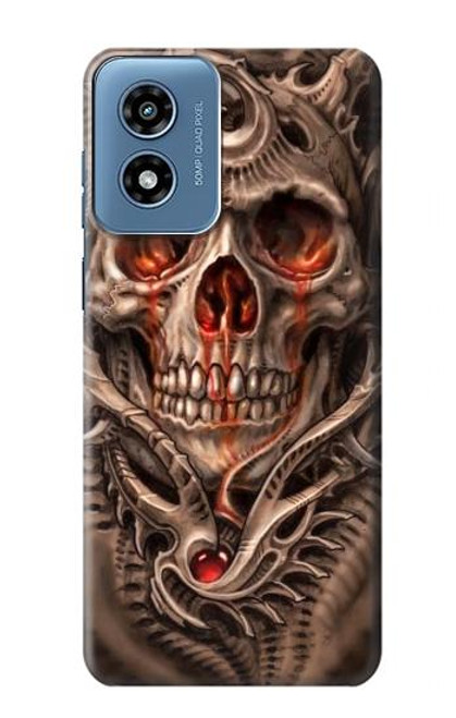 W1675 Skull Blood Tattoo Hard Case and Leather Flip Case For Motorola Moto G Play 4G (2024)