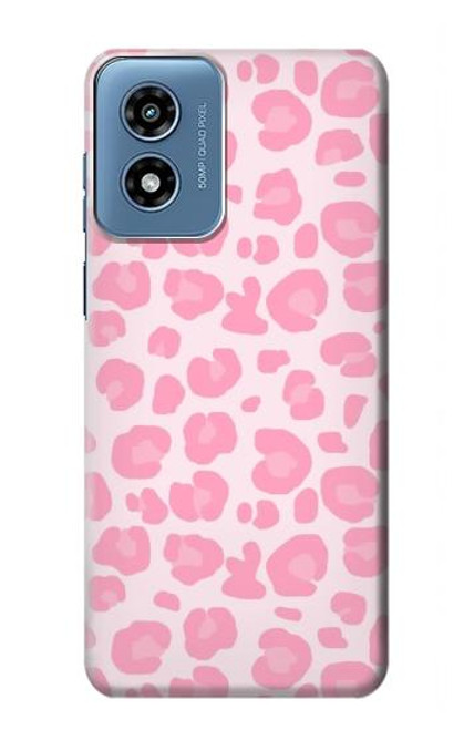 W2213 Pink Leopard Pattern Hard Case and Leather Flip Case For Motorola Moto G Play 4G (2024)