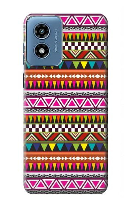 W2292 Aztec Tribal Pattern Hard Case and Leather Flip Case For Motorola Moto G Play 4G (2024)