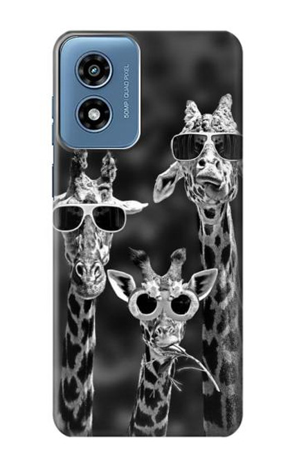 W2327 Giraffes With Sunglasses Hard Case and Leather Flip Case For Motorola Moto G Play 4G (2024)