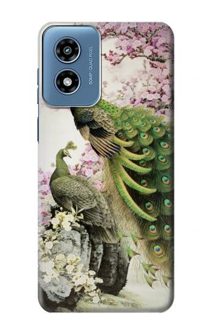 W2773 Peacock Chinese Brush Painting Hard Case and Leather Flip Case For Motorola Moto G Play 4G (2024)