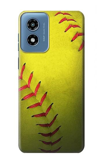 W3031 Yellow Softball Ball Hard Case and Leather Flip Case For Motorola Moto G Play 4G (2024)