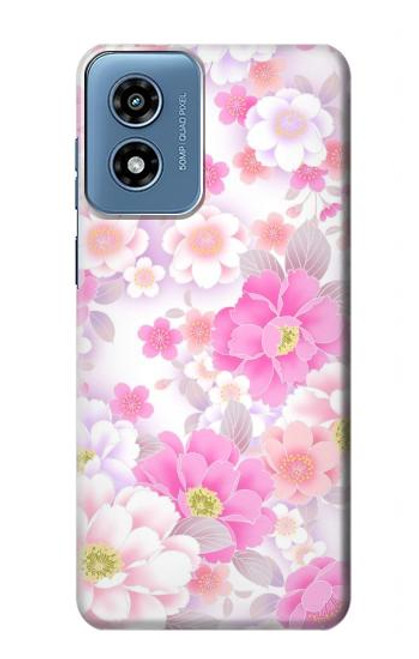 W3036 Pink Sweet Flower Flora Hard Case and Leather Flip Case For Motorola Moto G Play 4G (2024)