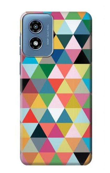 W3049 Triangles Vibrant Colors Hard Case and Leather Flip Case For Motorola Moto G Play 4G (2024)