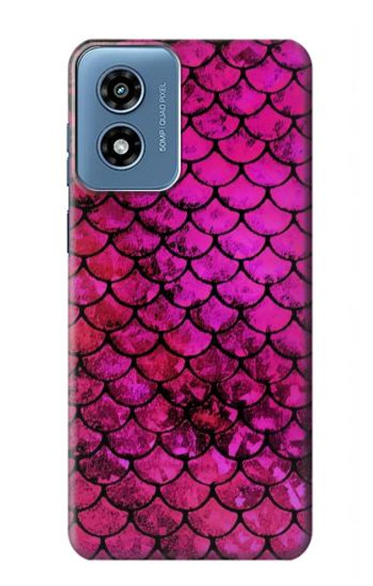 W3051 Pink Mermaid Fish Scale Hard Case and Leather Flip Case For Motorola Moto G Play 4G (2024)