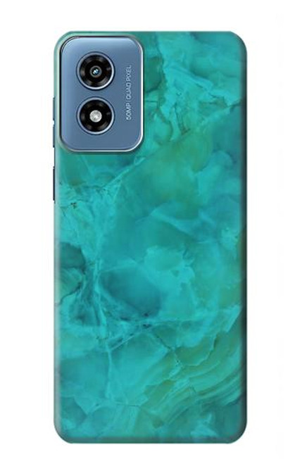 W3147 Aqua Marble Stone Hard Case and Leather Flip Case For Motorola Moto G Play 4G (2024)