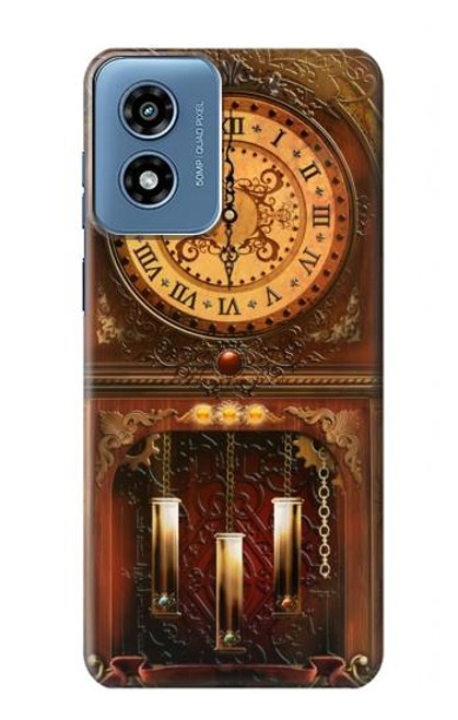 W3174 Grandfather Clock Hard Case and Leather Flip Case For Motorola Moto G Play 4G (2024)