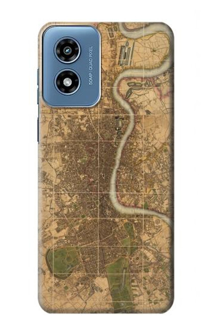 W3230 Vintage Map of London Hard Case and Leather Flip Case For Motorola Moto G Play 4G (2024)