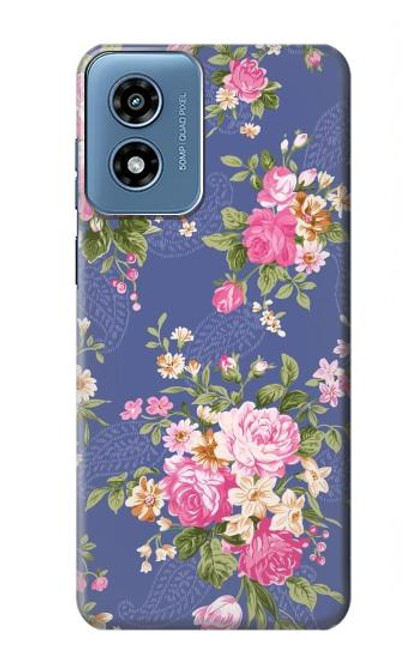 W3265 Vintage Flower Pattern Hard Case and Leather Flip Case For Motorola Moto G Play 4G (2024)