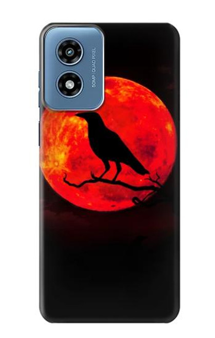 W3328 Crow Red Moon Hard Case and Leather Flip Case For Motorola Moto G Play 4G (2024)