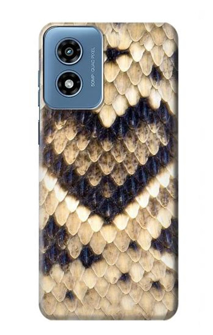 W3417 Diamond Rattle Snake Graphic Print Hard Case and Leather Flip Case For Motorola Moto G Play 4G (2024)