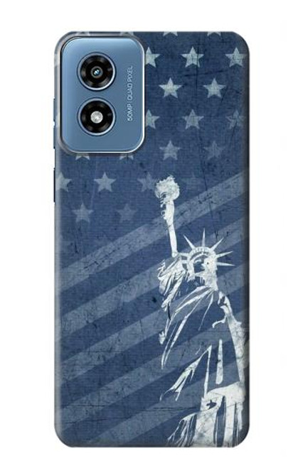 W3450 US Flag Liberty Statue Hard Case and Leather Flip Case For Motorola Moto G Play 4G (2024)