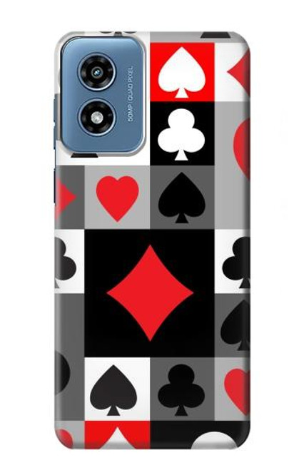 W3463 Poker Card Suit Hard Case and Leather Flip Case For Motorola Moto G Play 4G (2024)