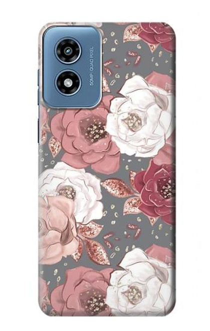 W3716 Rose Floral Pattern Hard Case and Leather Flip Case For Motorola Moto G Play 4G (2024)