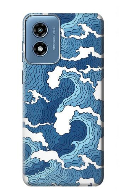 W3751 Wave Pattern Hard Case and Leather Flip Case For Motorola Moto G Play 4G (2024)