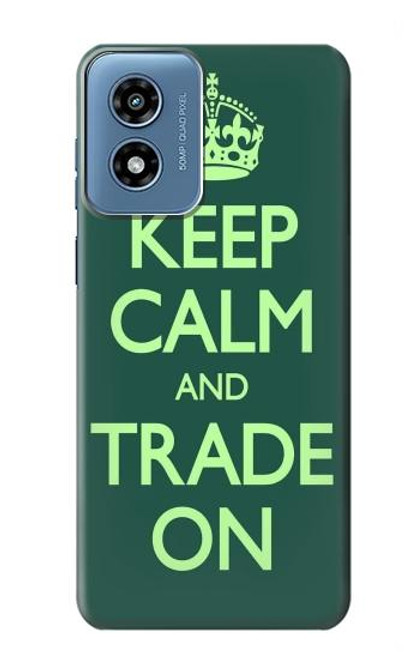 W3862 Keep Calm and Trade On Hard Case and Leather Flip Case For Motorola Moto G Play 4G (2024)