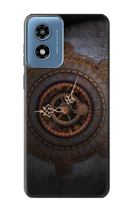 W3908 Vintage Clock Hard Case and Leather Flip Case For Motorola Moto G Play 4G (2024)
