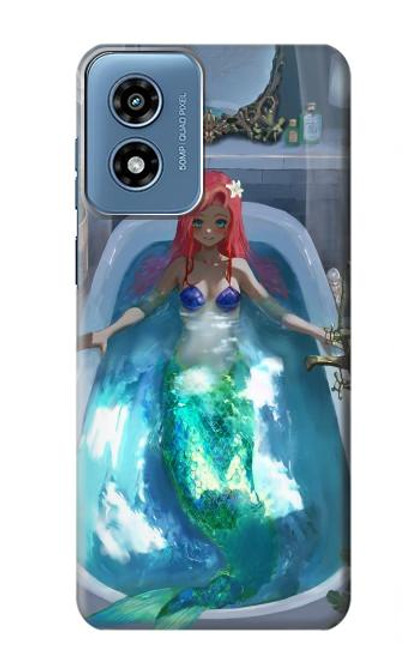 W3912 Cute Little Mermaid Aqua Spa Hard Case and Leather Flip Case For Motorola Moto G Play 4G (2024)