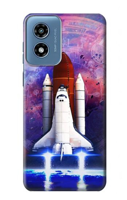 W3913 Colorful Nebula Space Shuttle Hard Case and Leather Flip Case For Motorola Moto G Play 4G (2024)